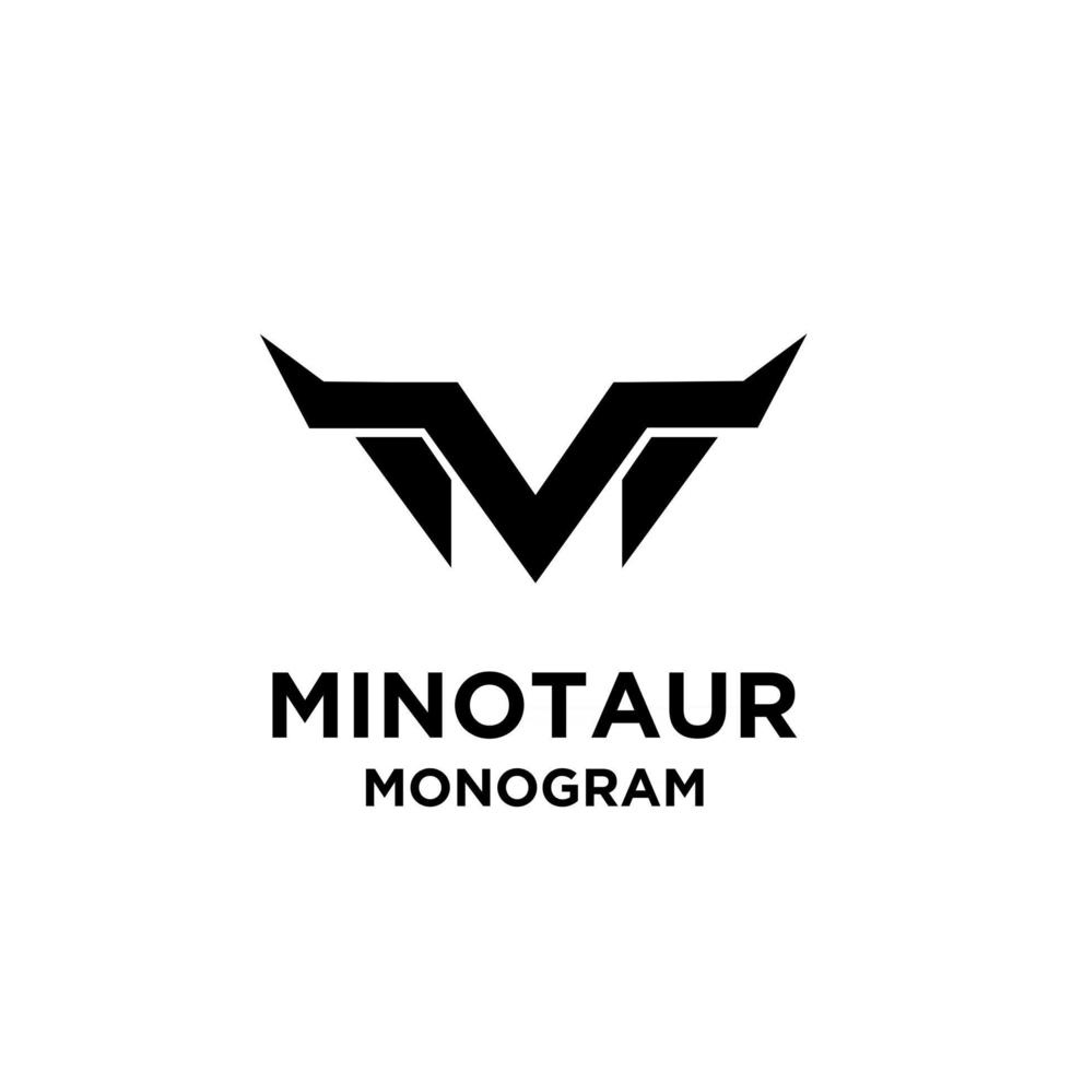 Cara de cabeza de minotauro abstracto con letra inicial m vector ilustración logo icono diseño