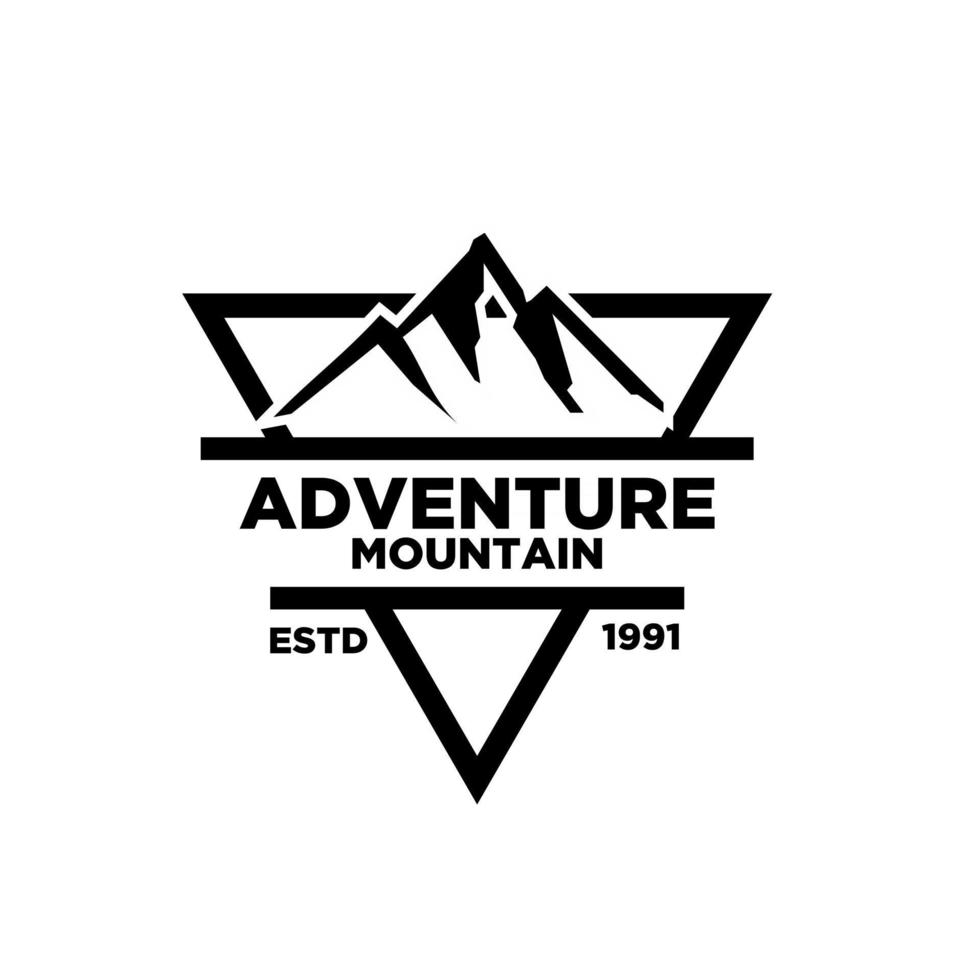 simple aventura de montaña premium al aire libre insignia vector logo icono diseño