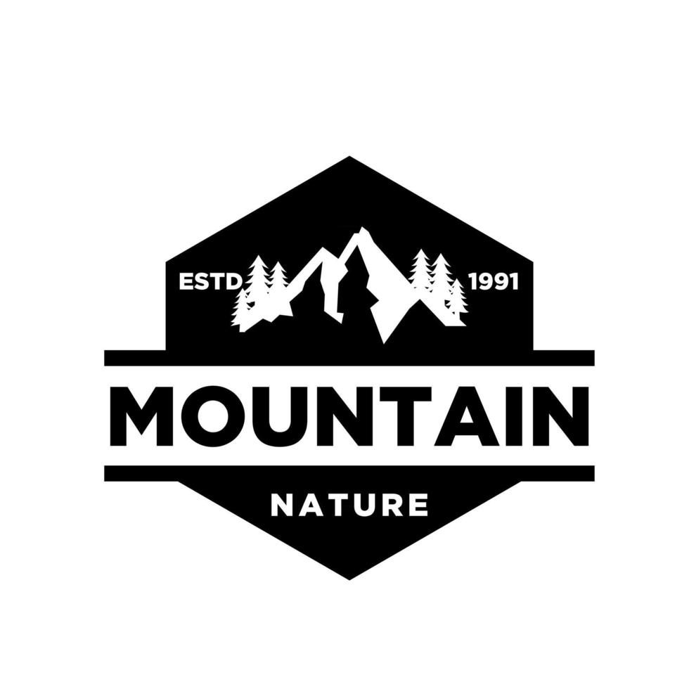 simple aventura de montaña premium al aire libre insignia vector logo icono diseño