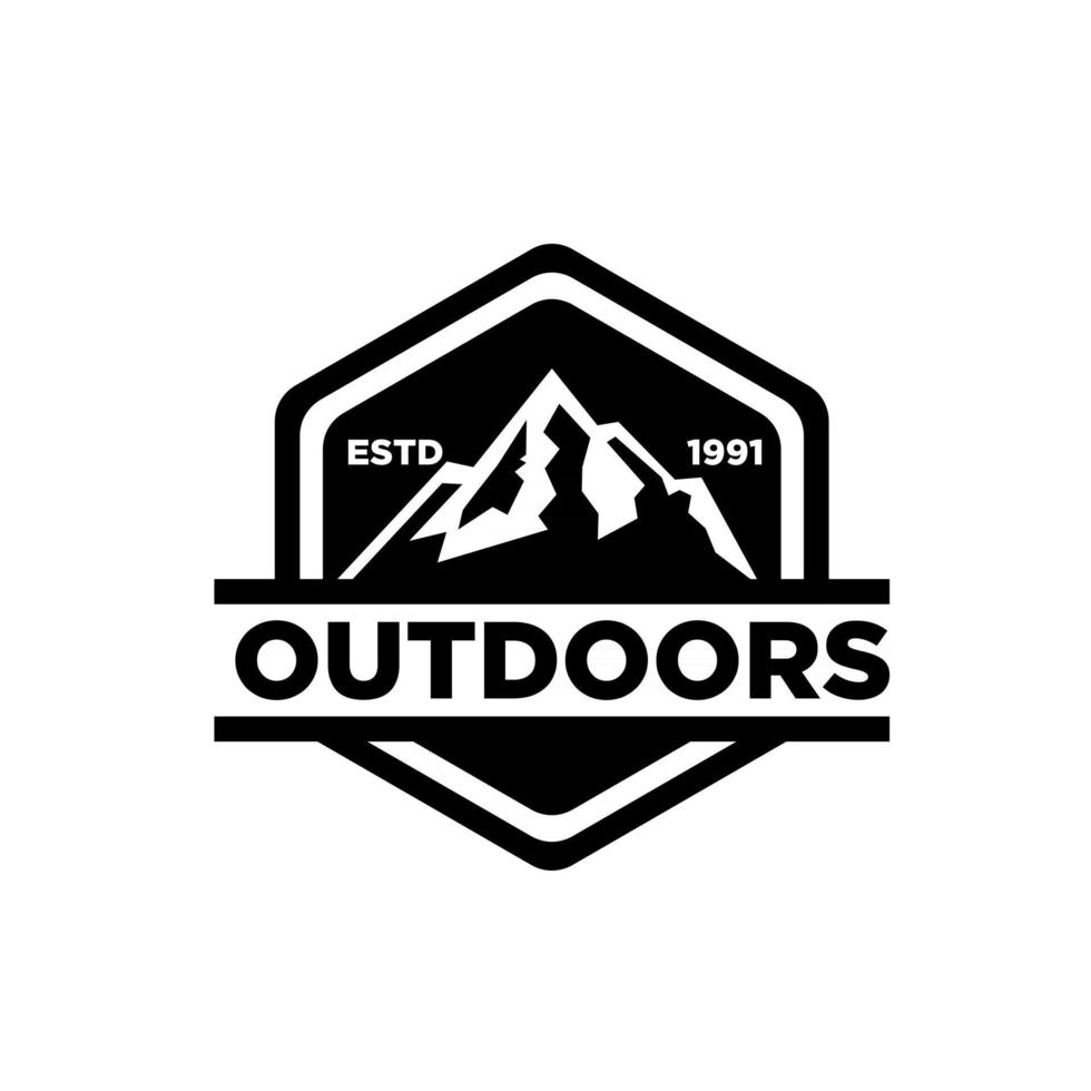 simple premium Mountain adventure outdoor badge vector logo icon design