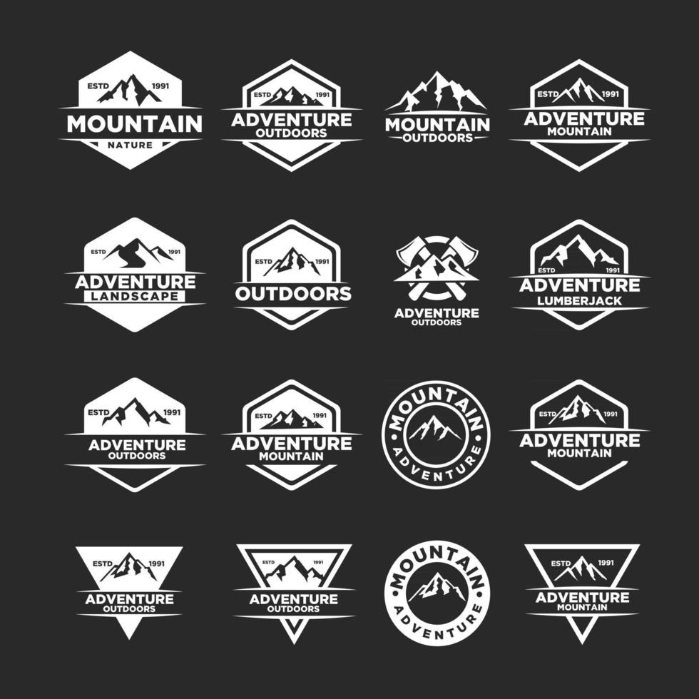 premium simple Mountain adventure outdoor badge vector logo icon illustration design