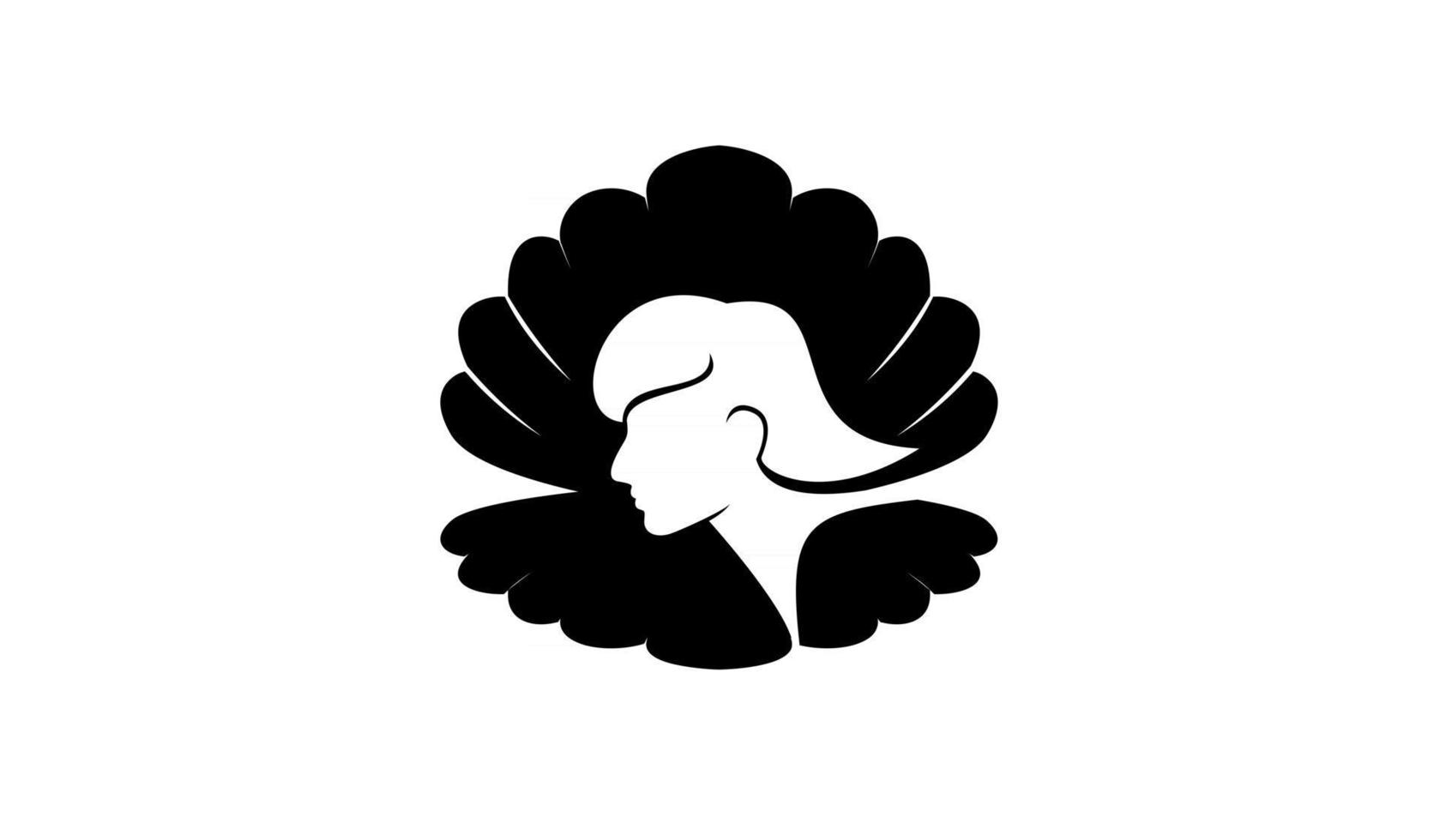 simple concha de perla belleza cara silueta negro vector logo icono diseño ilustración plana