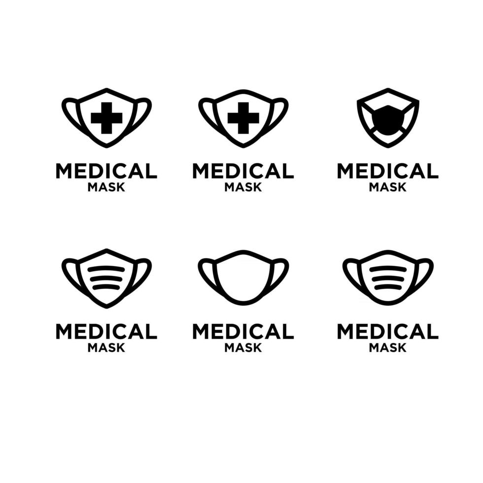 Conjunto de colección de máscara médica icono vector logo plantilla ilustración diseño