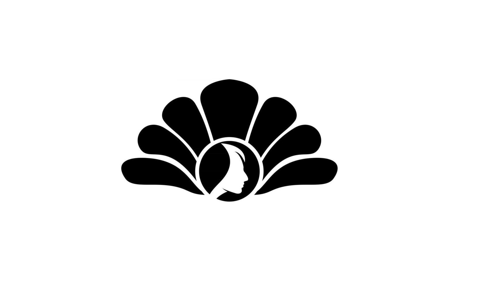 simple Pearl shell beauty face silhouette black vector logo icon design flat illustration