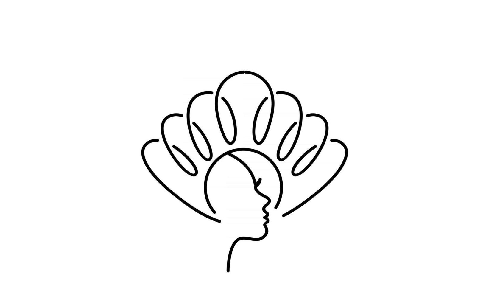 simple Pearl shell beauty face silhouette black vector line logo icon design flat illustration