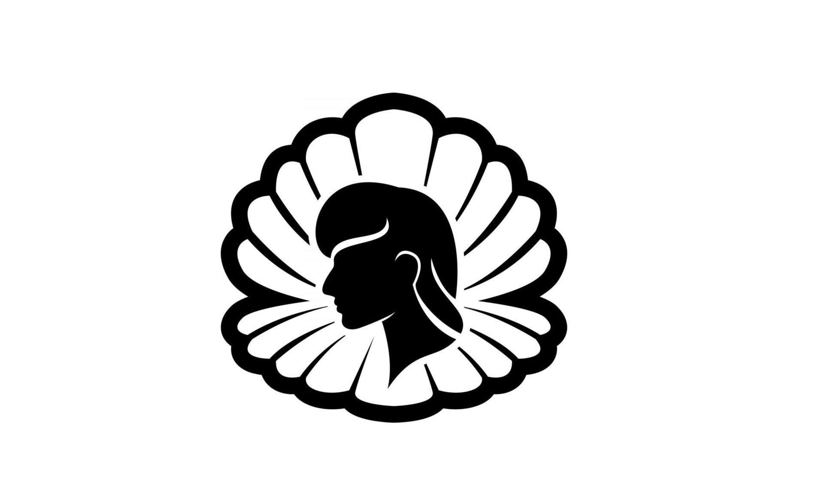 simple Pearl shell beauty face silhouette black vector logo icon design flat illustration