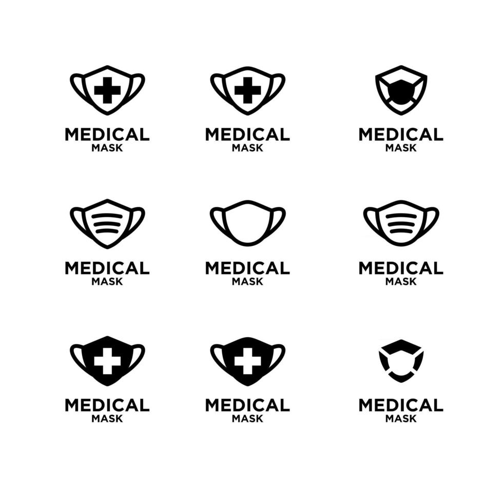 Conjunto de colección de máscara médica icono vector logo plantilla ilustración diseño