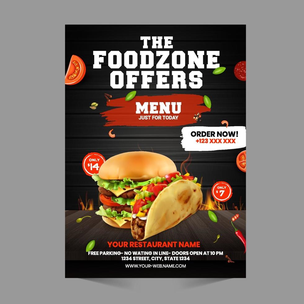 Fast Food Flyer Design Template design vector