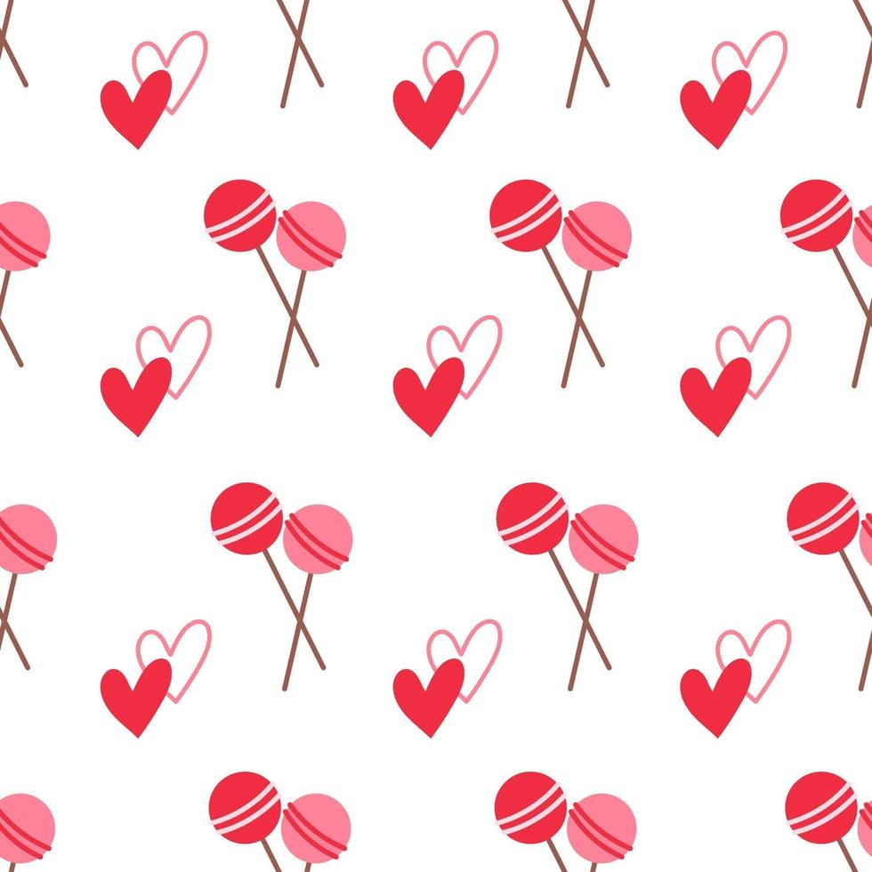 Seamless colored pattern with candies and hearts vector illustration