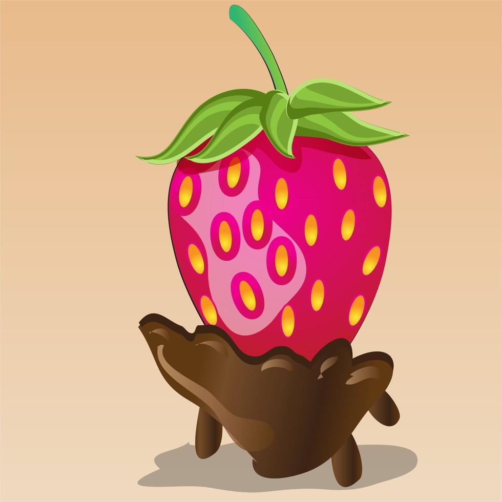 ilustración de comida de chocolate y fresa vector