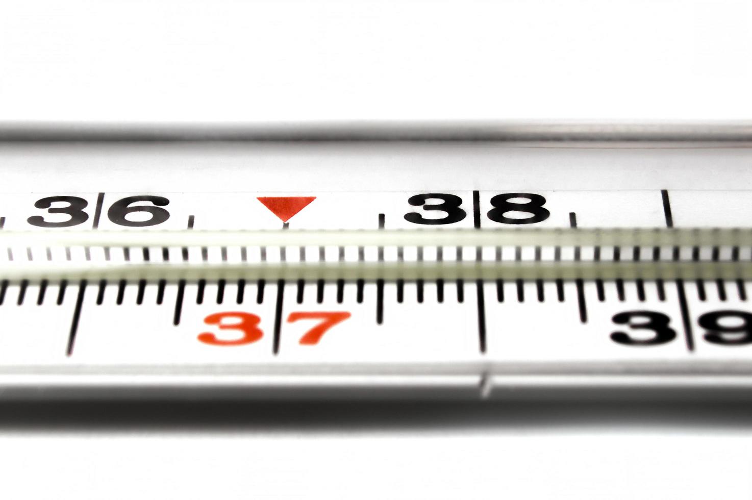 Thermometer closeup on white background photo