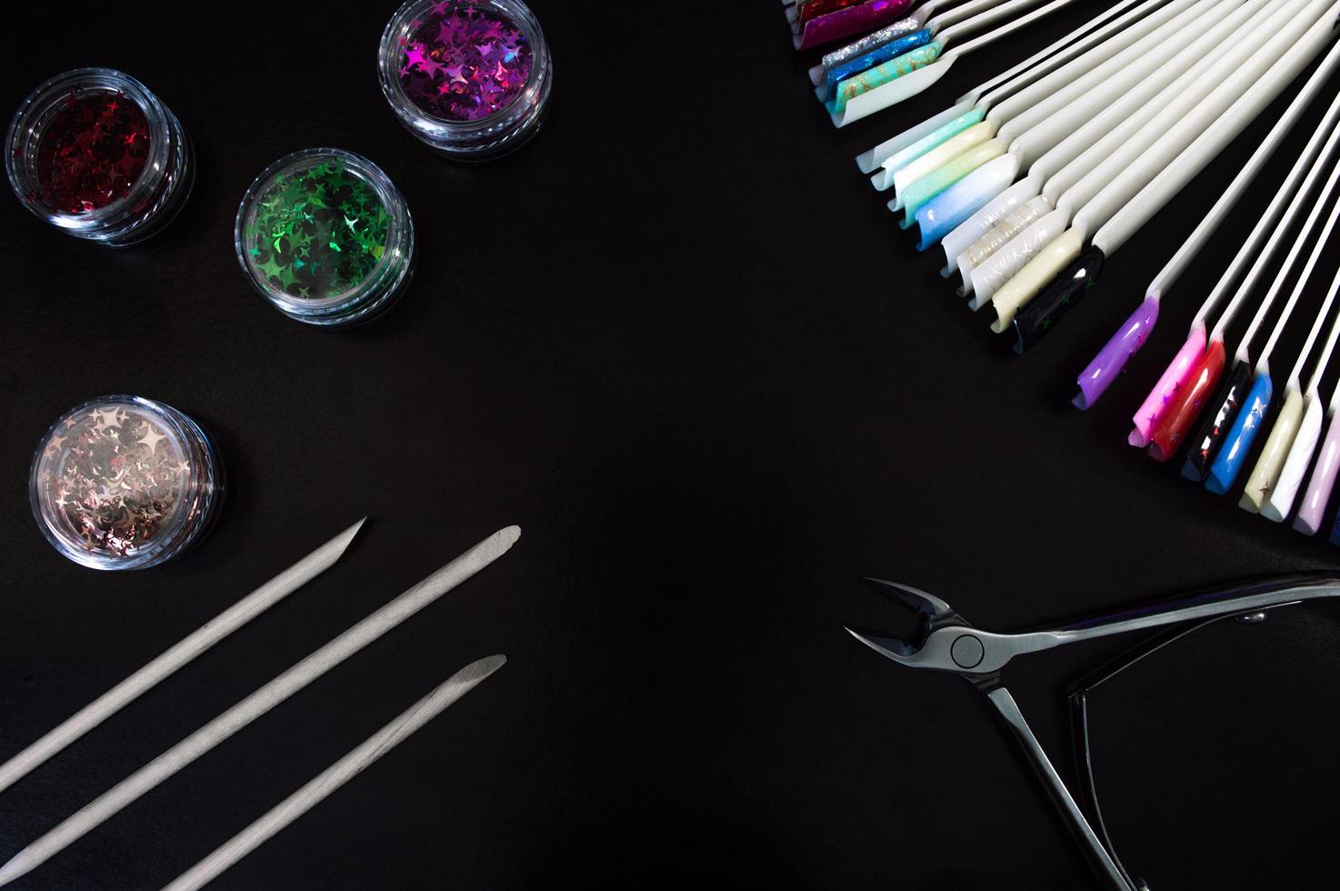 A set of cosmetic tools for manicure and pedicure closeup photo