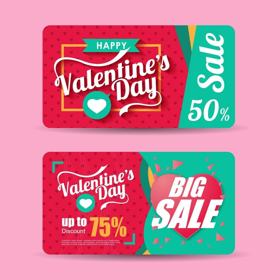 Valentine sale discount banner template promotion vector