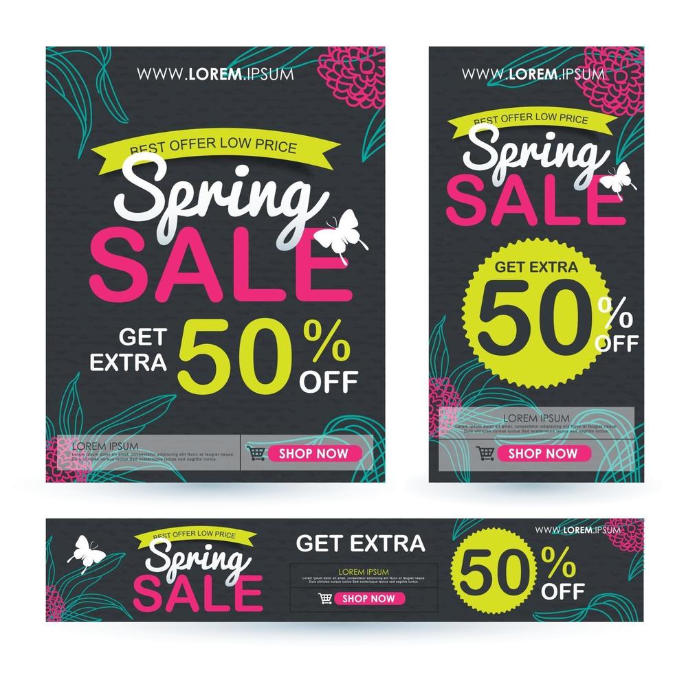 Spring sale discount banner template promotion vector