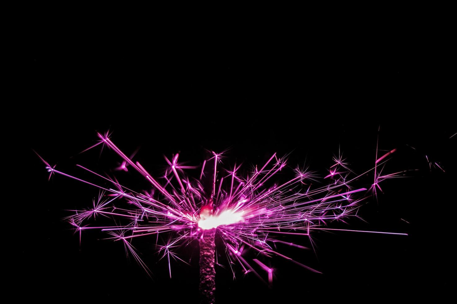 Sparkler in pink and white light on a black background photo