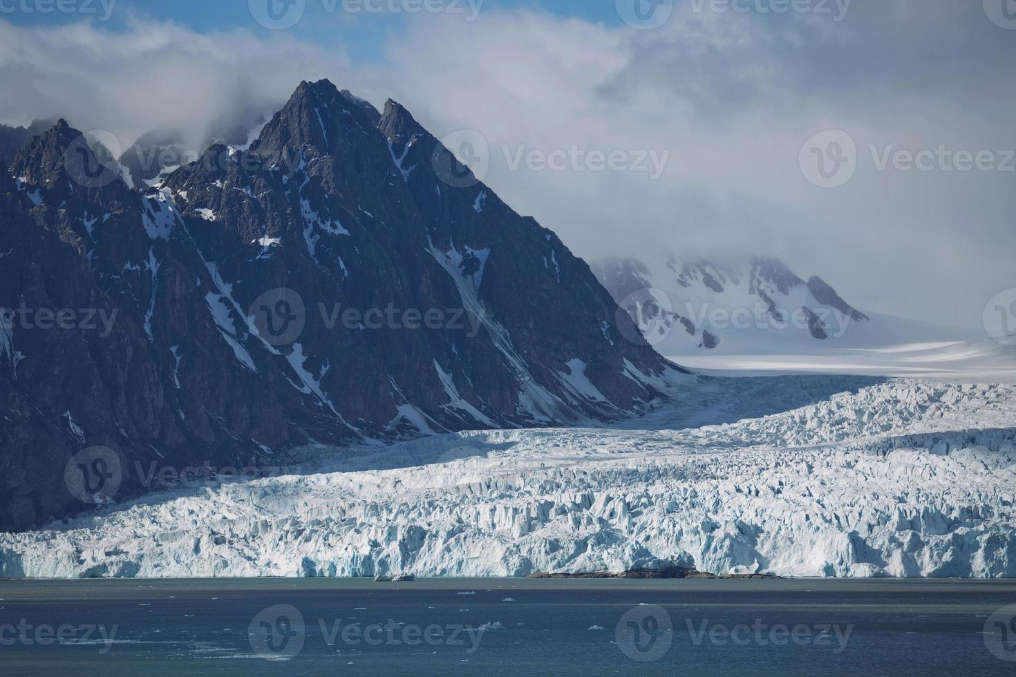 The coastline and mountains of Liefdefjord, Svalbard Islands, Spitzbergen photo