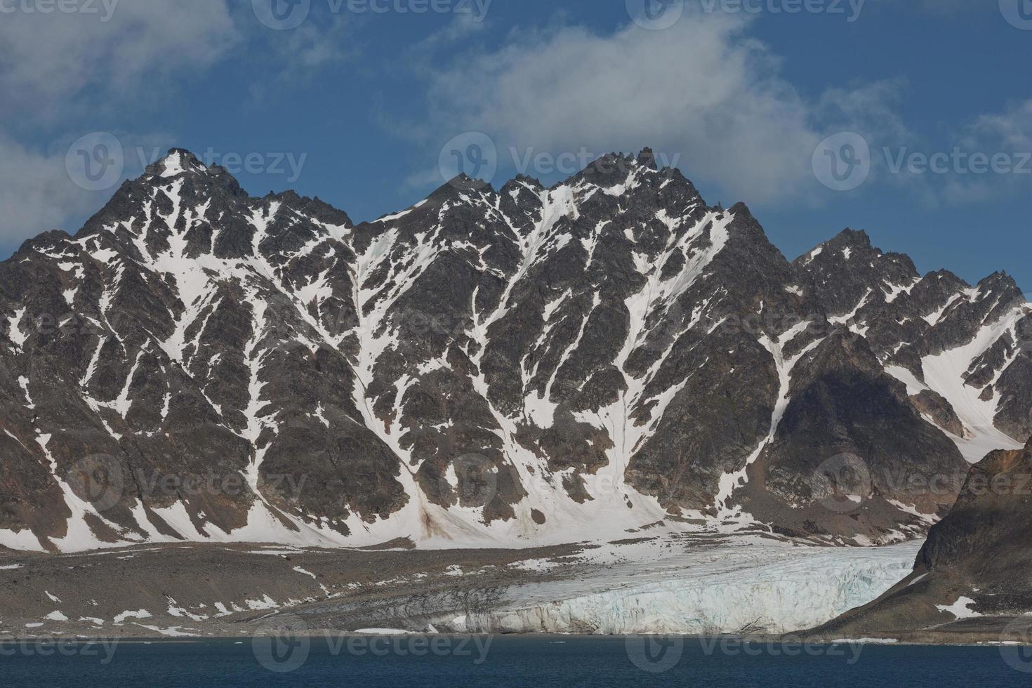The coastline and mountains of Liefdefjord, Svalbard Islands, Spitzbergen photo