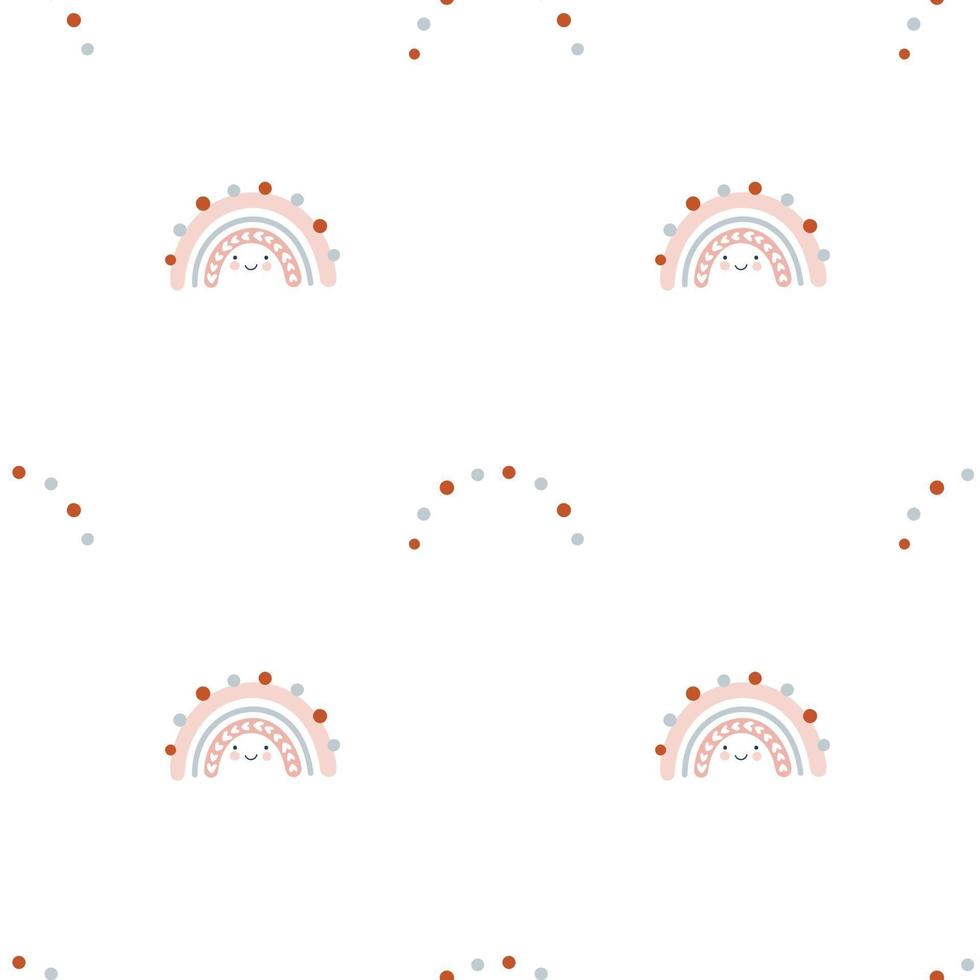 Cute seamless vector pattern with hand drawn scandinavian rainbows