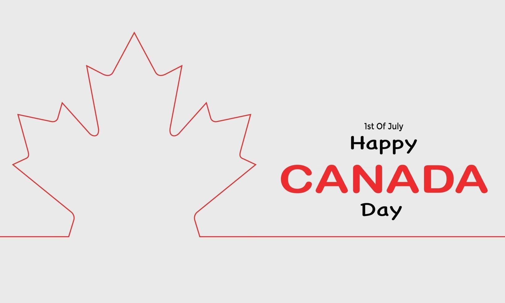 Canada Day With Maple Leaf Line Vector