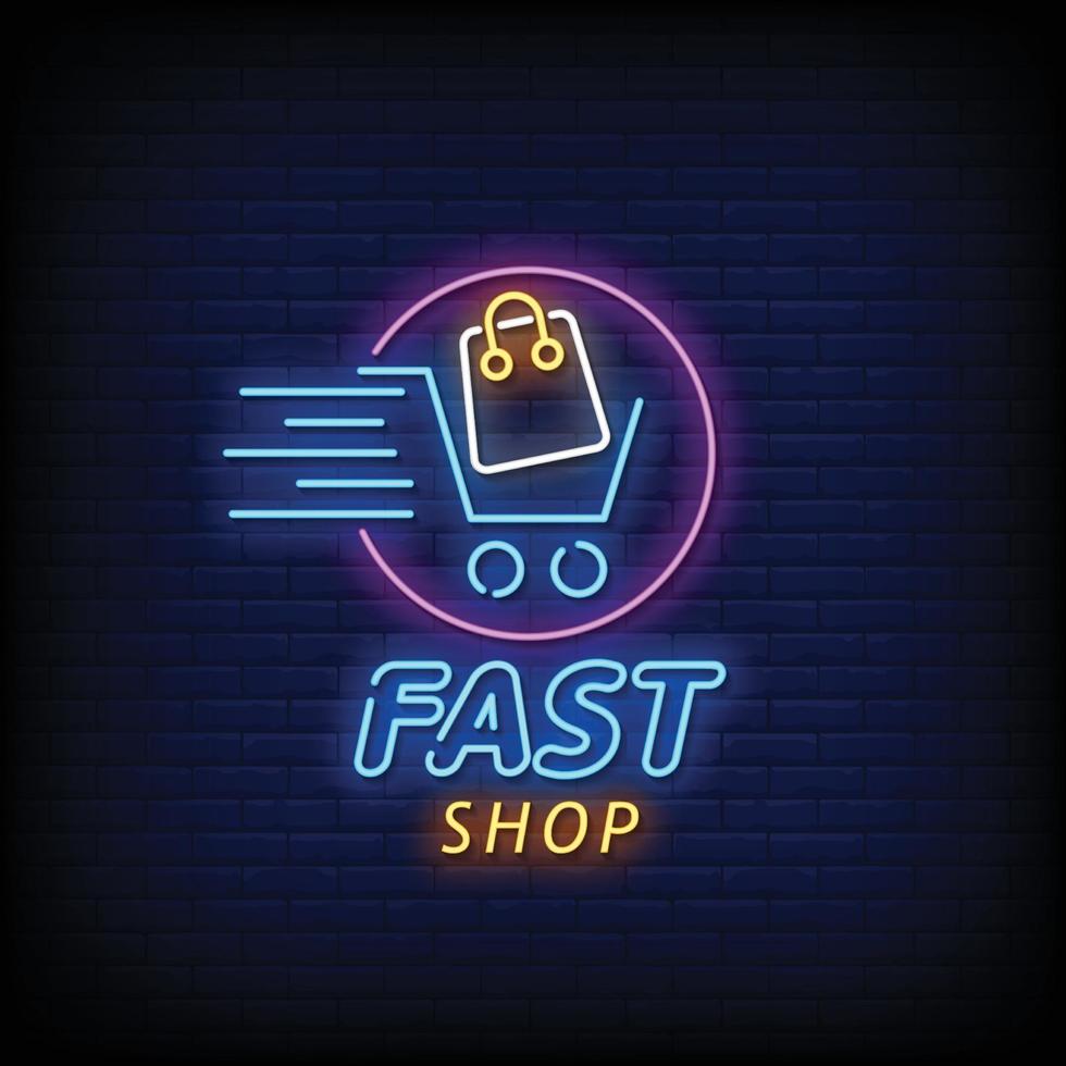 Fast Shop Neon Signs Style Text Vector