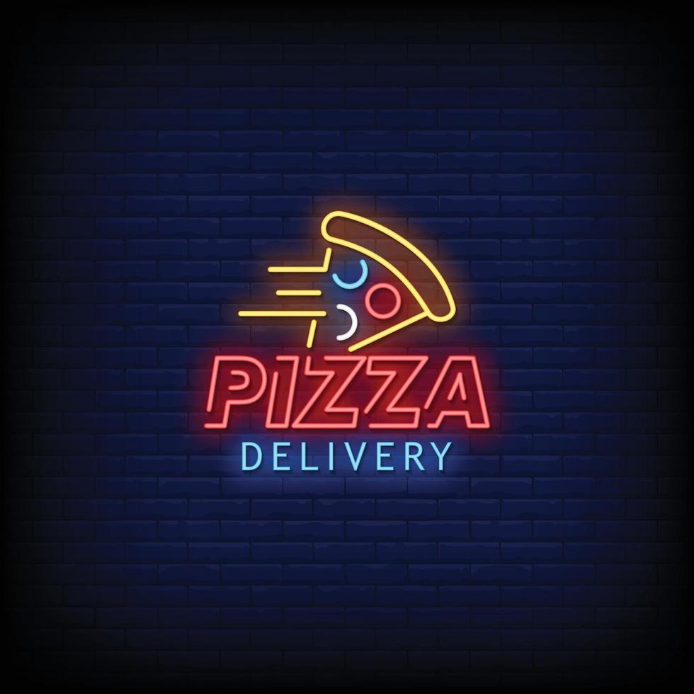 Pizza Delivery Neon Signs Style Text Vector