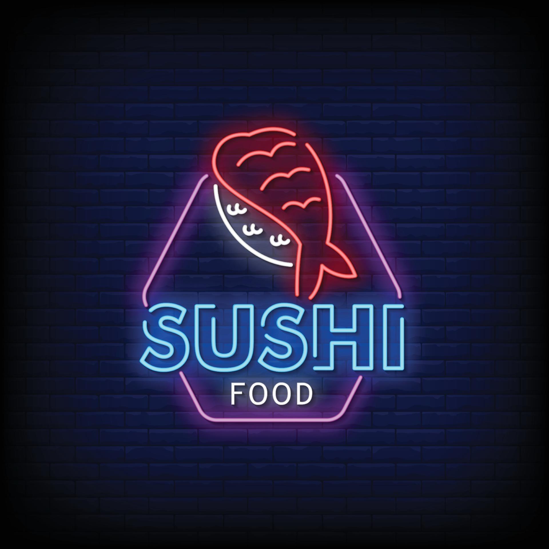 Sushi Food Neon Signs Style Text Vector 2429348 Vector Art at Vecteezy
