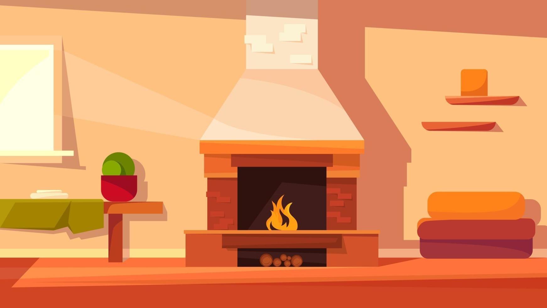 interior de casa con chimenea vector