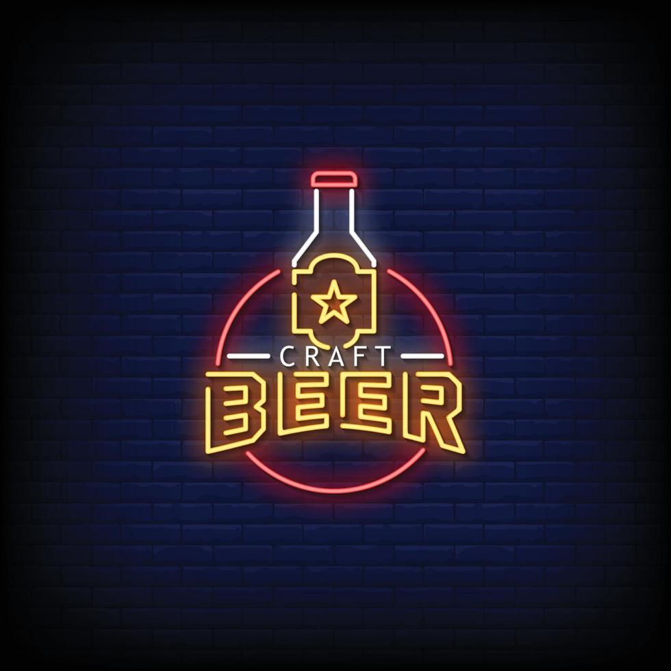 Craft Beer Neon Signs Style Text Vector