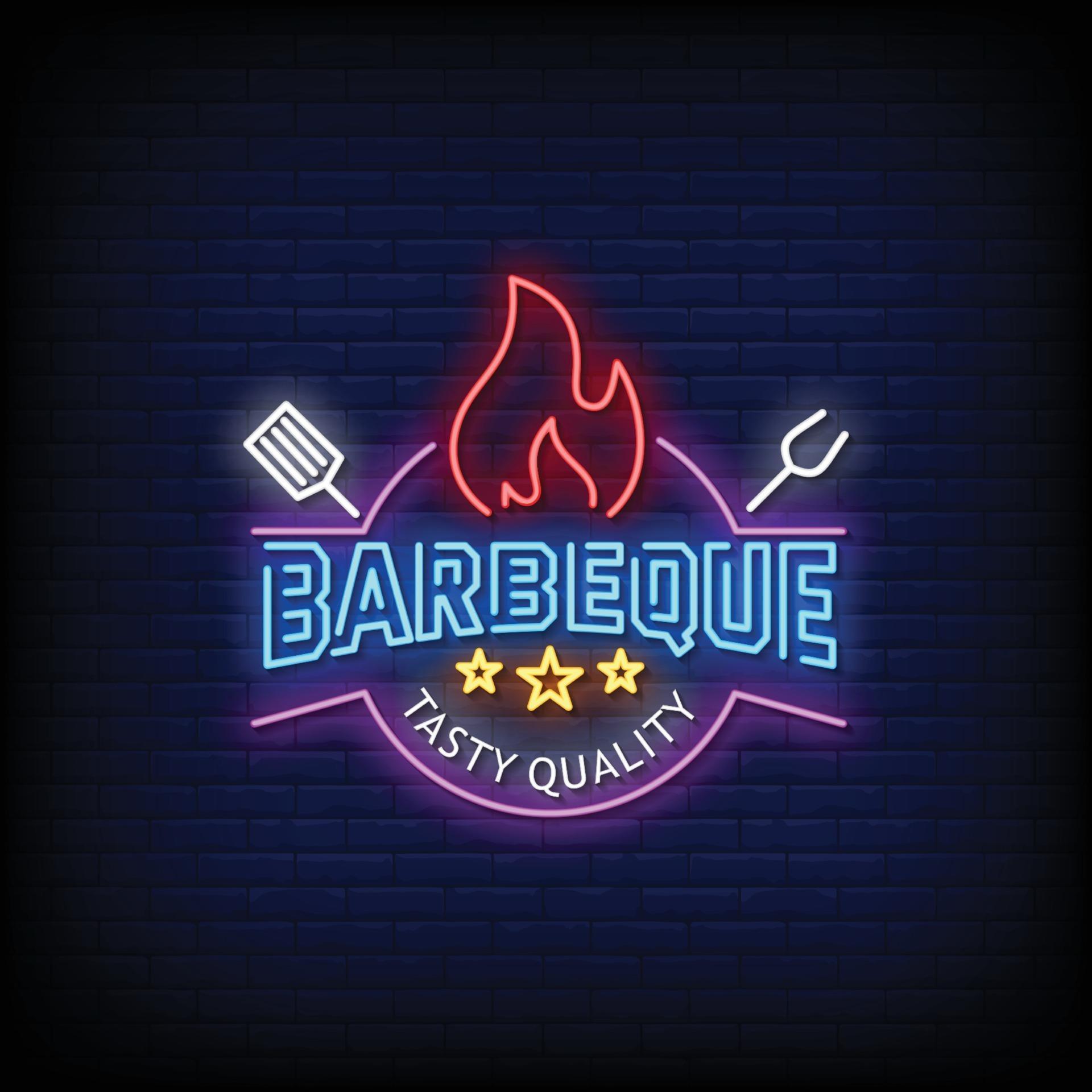 Barbecue Neon Signs Style Text Vector 2429357 Vector Art at Vecteezy