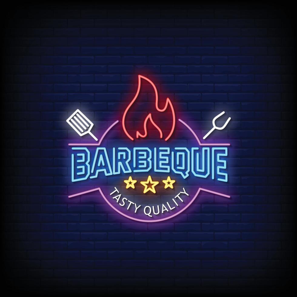 Barbecue Neon Signs Style Text Vector