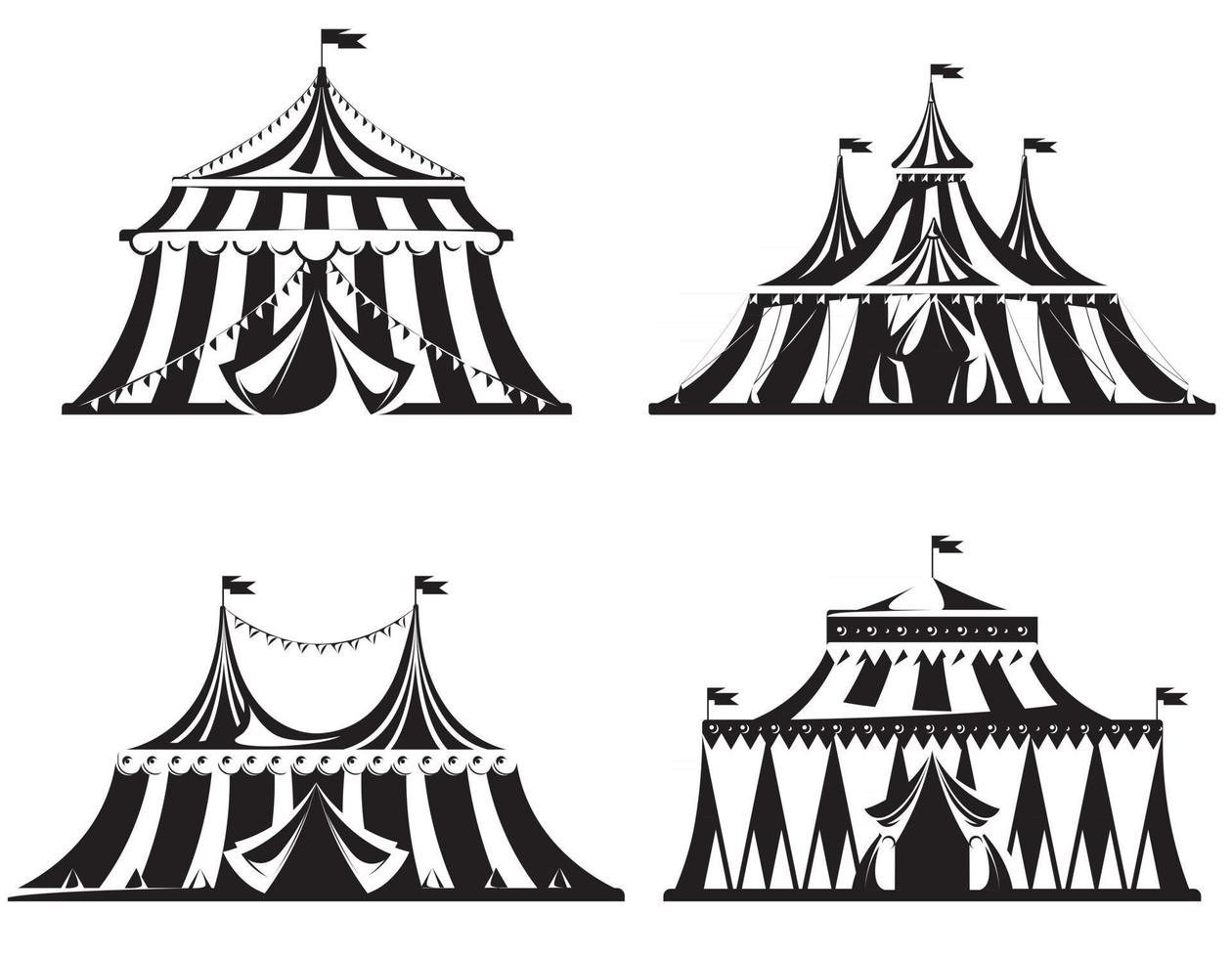 conjunto de diferentes carpas de circo. vector