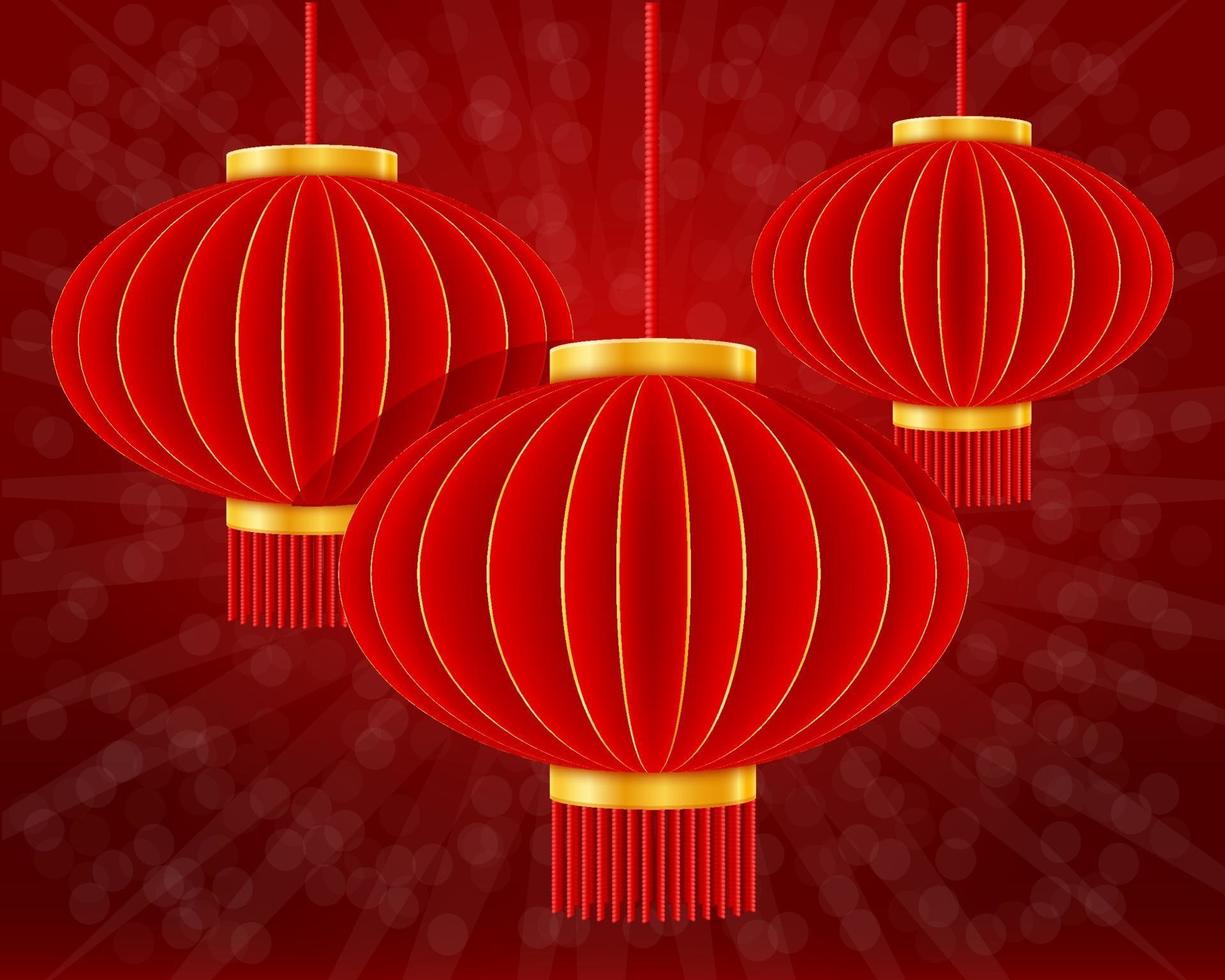 red chinese lanterns for holiday and festival decoration for design stock vector illustration isolated on white background