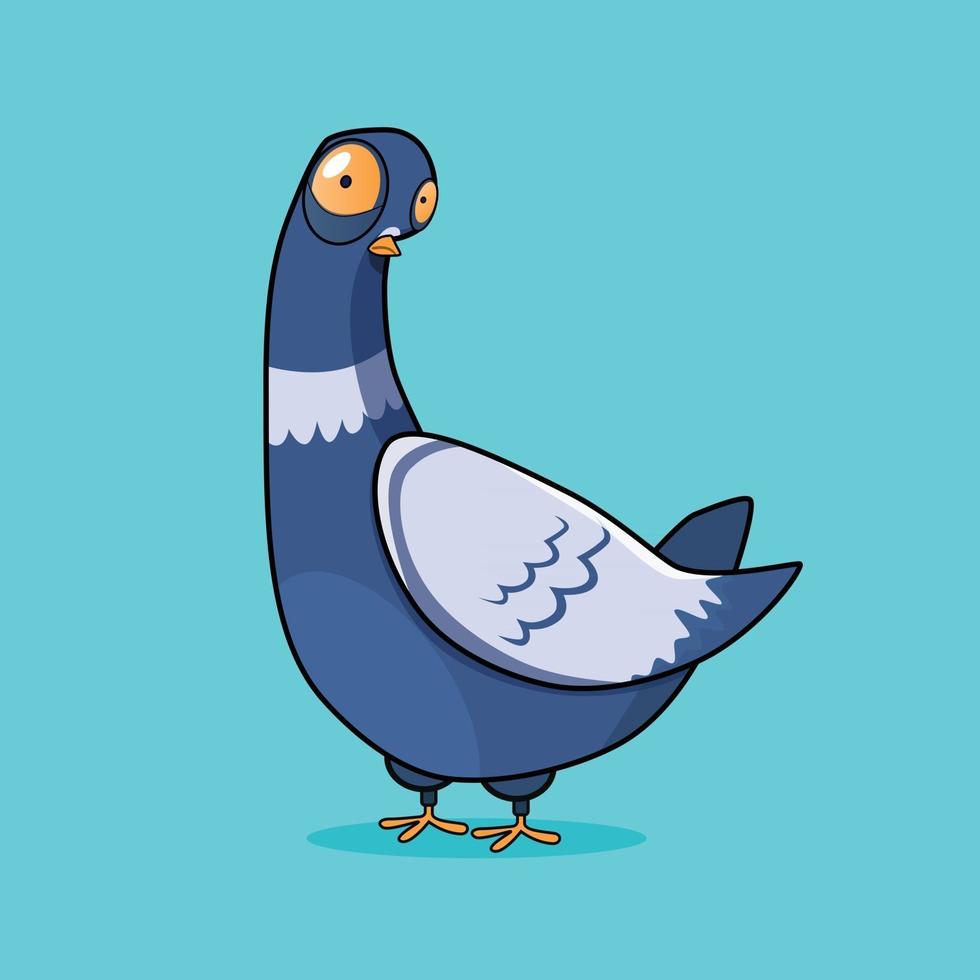 Childrens illustration of cartoon surprised bird vector