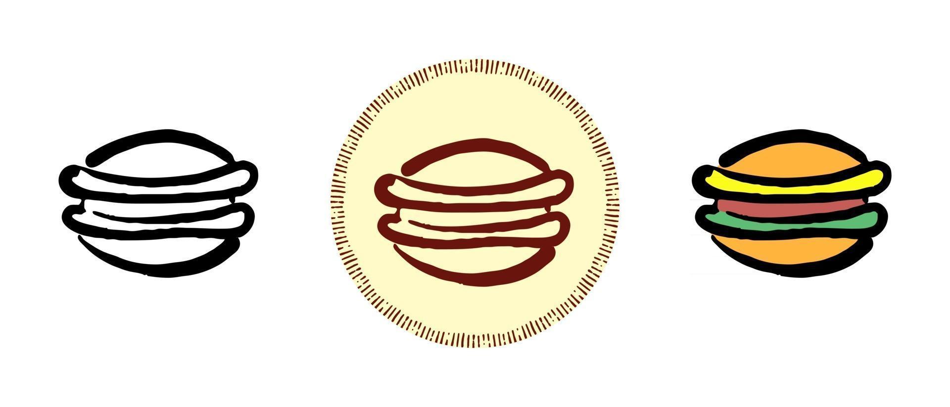 Contour and color and retro symbols of cheeseburger vector