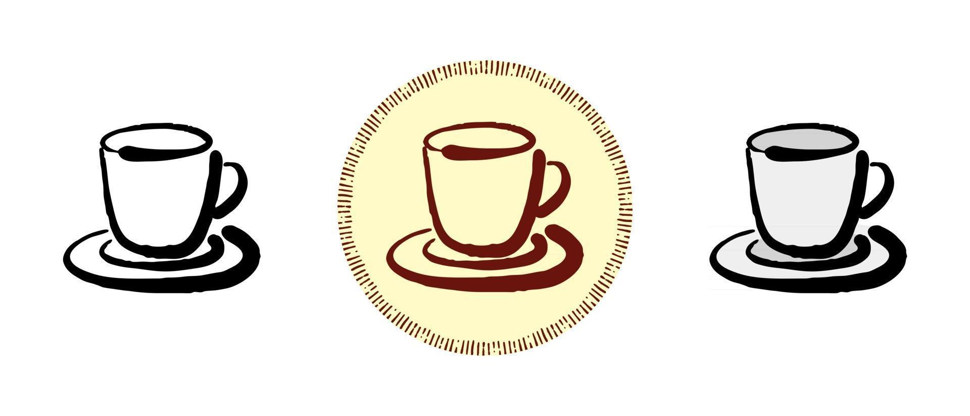 Contour and color and retro symbols of a cup and saucer vector