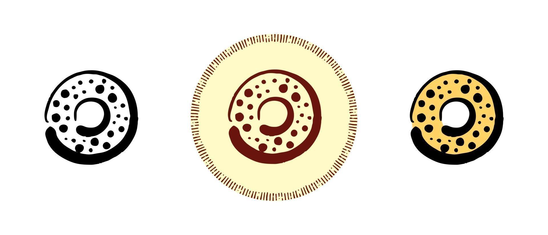 Contour and color and retro donut symbols vector