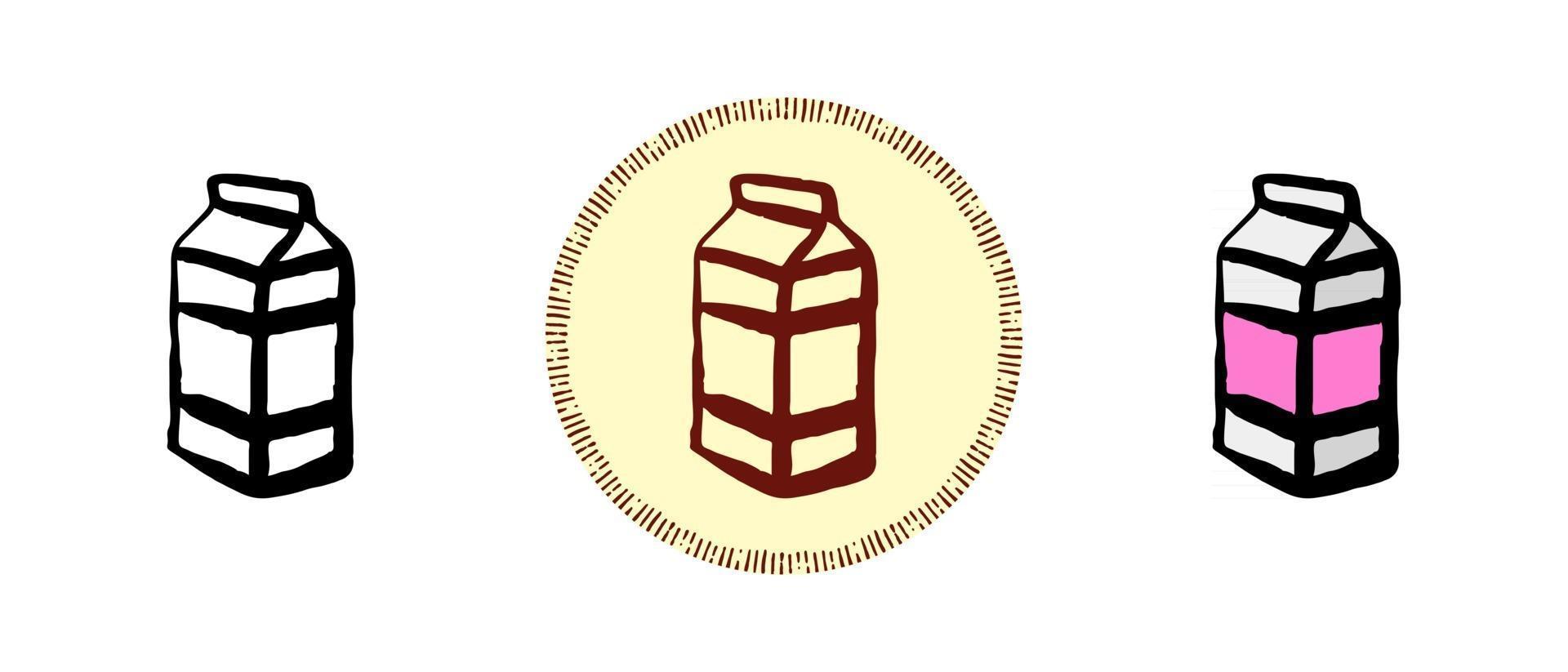 Contour and color and retro milk package symbols vector