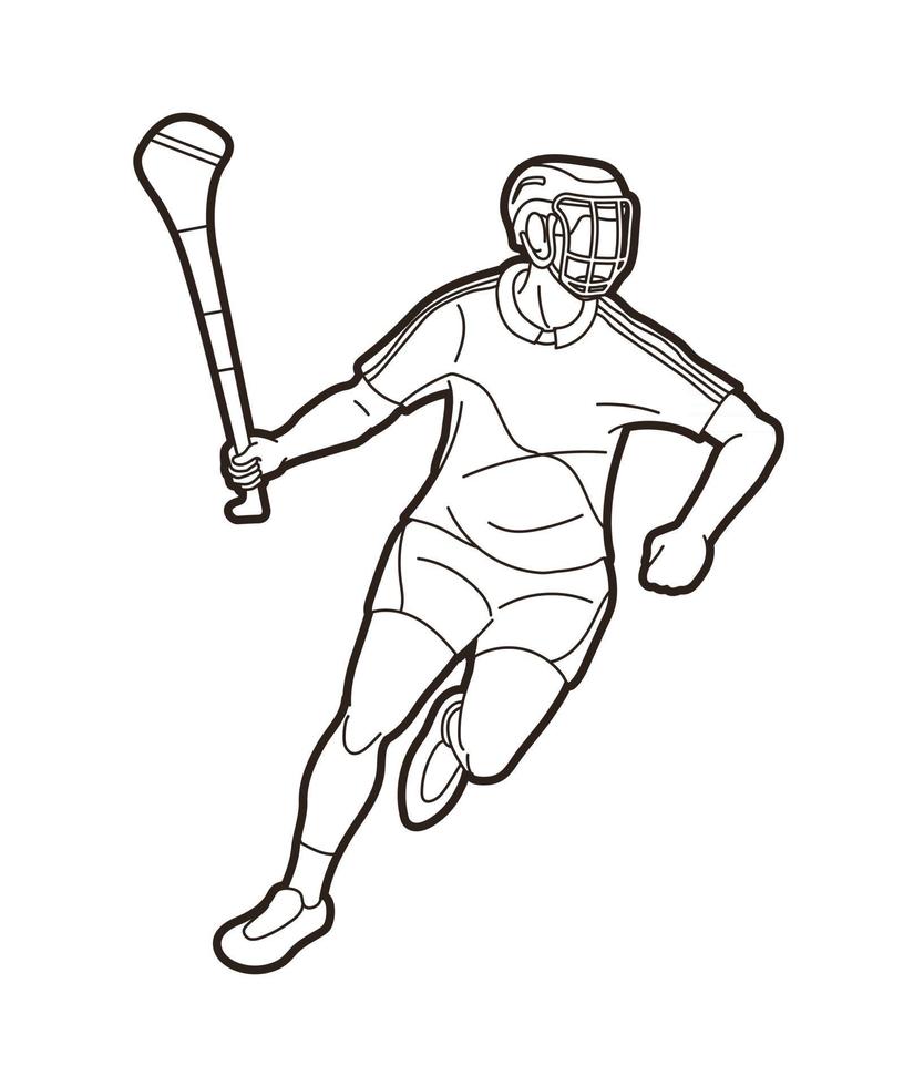 Hurling Sport Player Running Outline 2429772 Vector Art at Vecteezy