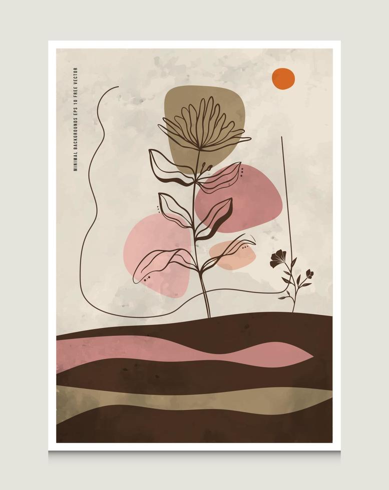 Modern Abstract Botanical Line Art Vector Illustration Background With Botanical Line Art Scene Suitable For Books Covers Brochures Flyers Social Posts Etc