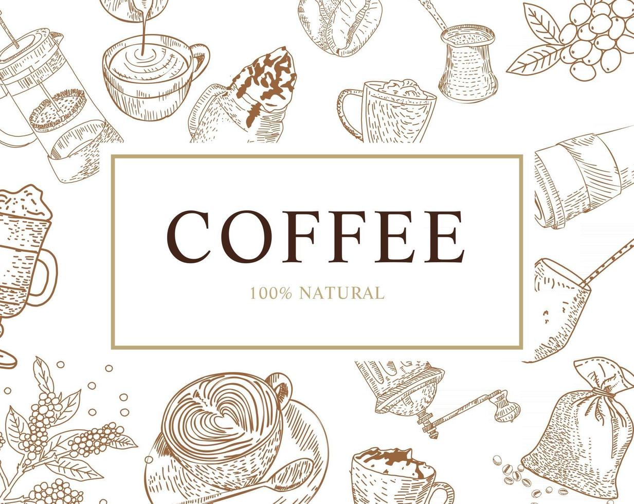 Hand drawn coffee illustration card Vector