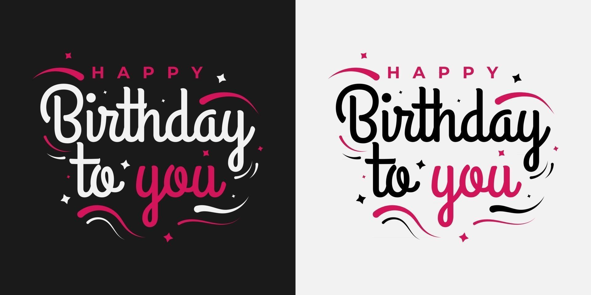 tarjeta de feliz cumpleaños o banner texto de feliz cumpleaños letras caligrafía con adornos hermoso cartel de saludo con caligrafía vector