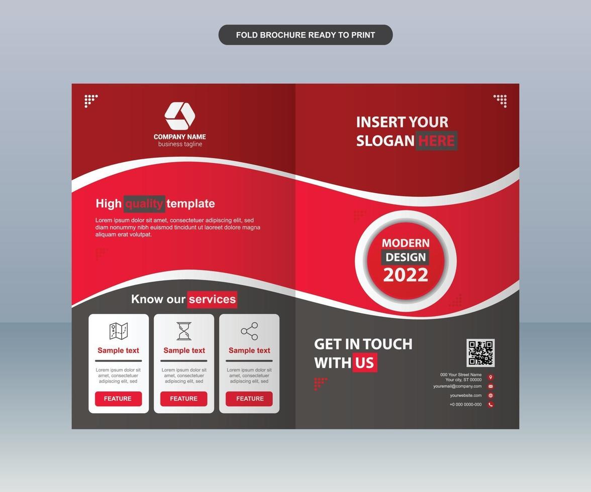 Red Waves Business Brochure Template vector