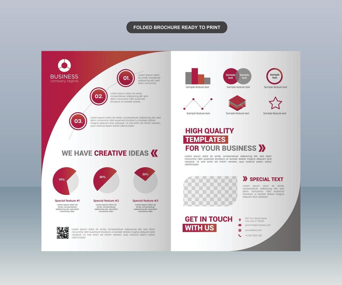 Red and Grey Modern Business Brochure Template vector
