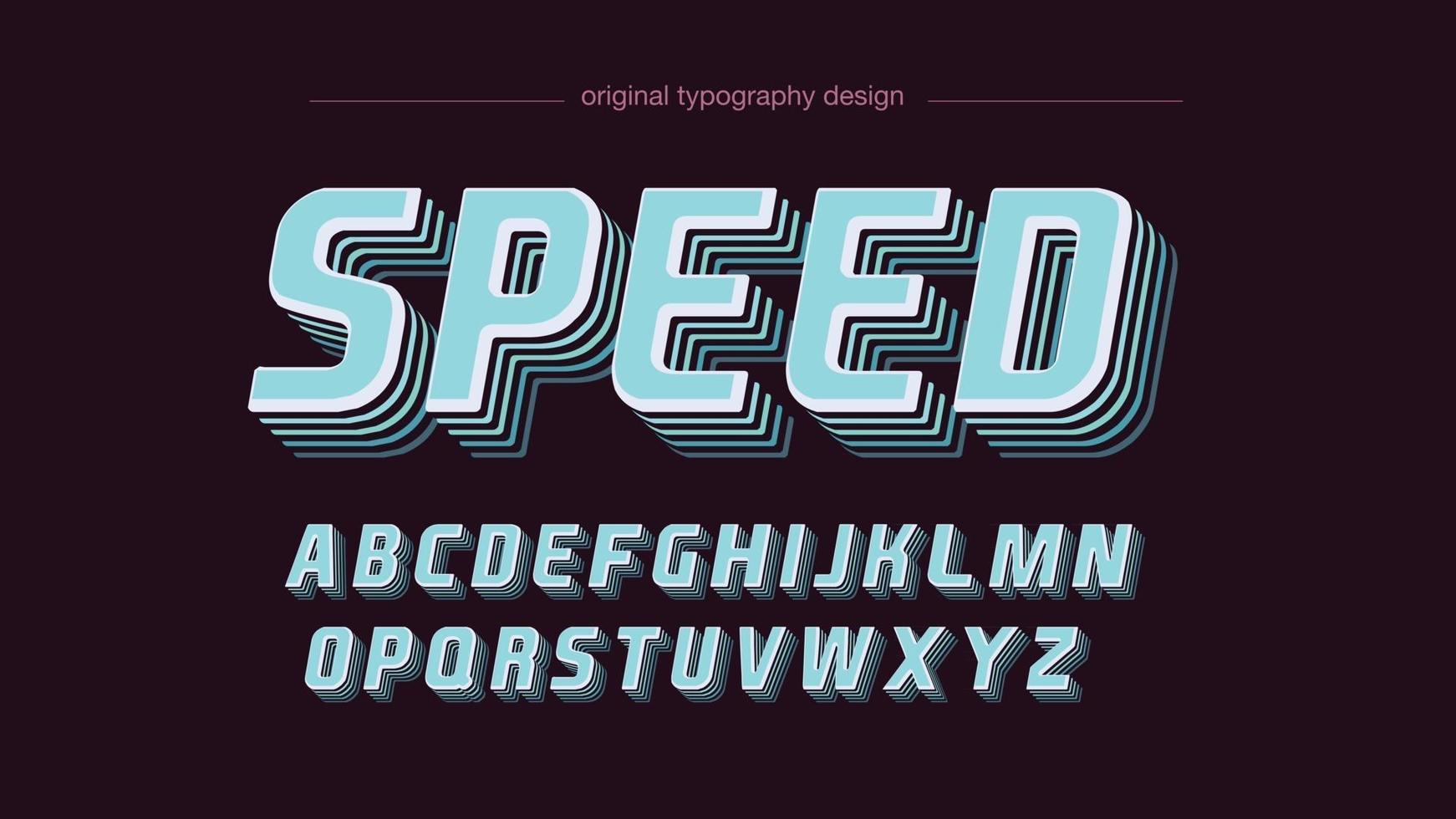 Light Blue Italic Retro Artistic Font vector