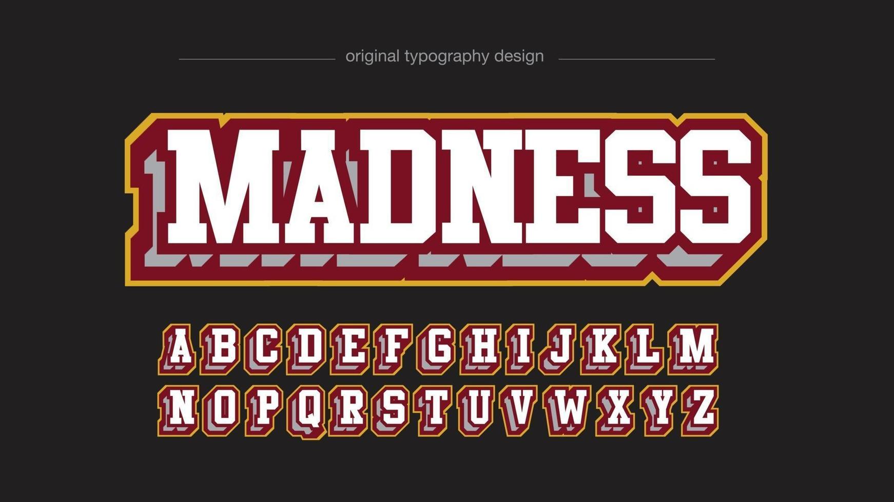 Red and Yellow Slab Serif Varsity Sports Typography vector