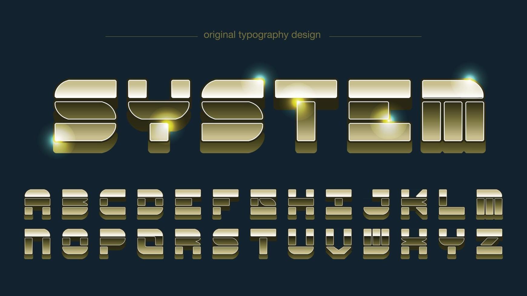 Golden Retro Glossy Metallic Typography vector