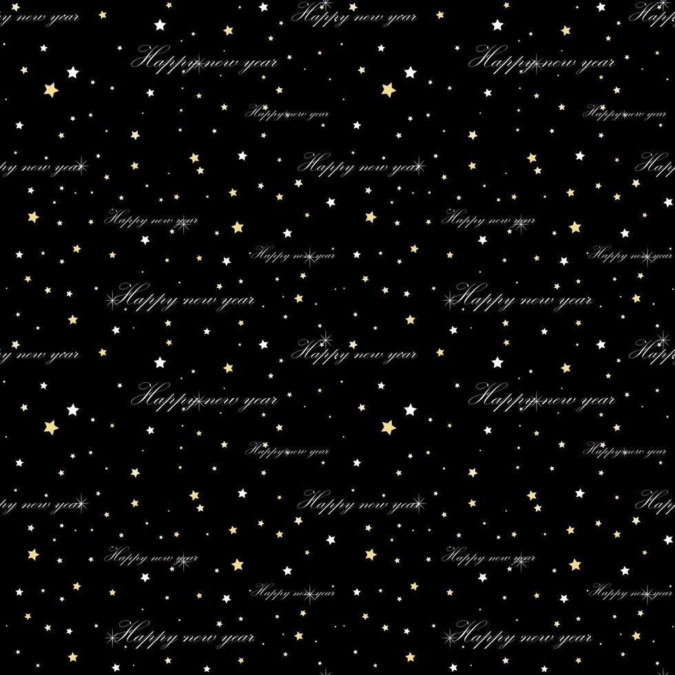 Seamless black background with gold letters and stars vector