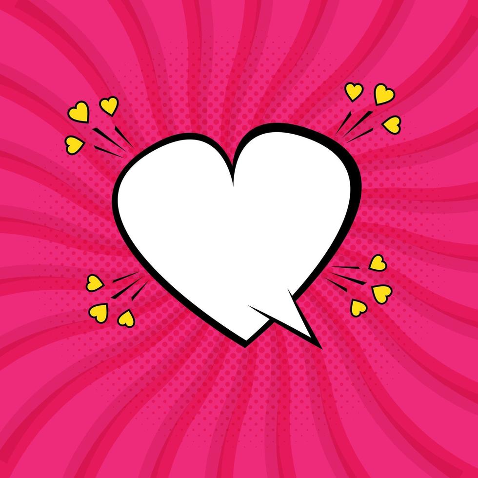 Pink heart bubble speech with pop art style vector