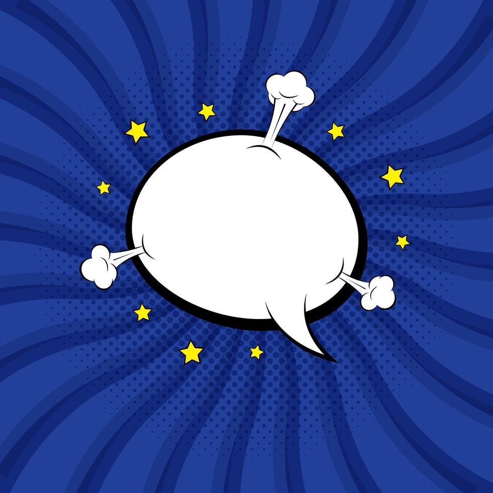 Vector illustration blue speech bubble with star and pop art style