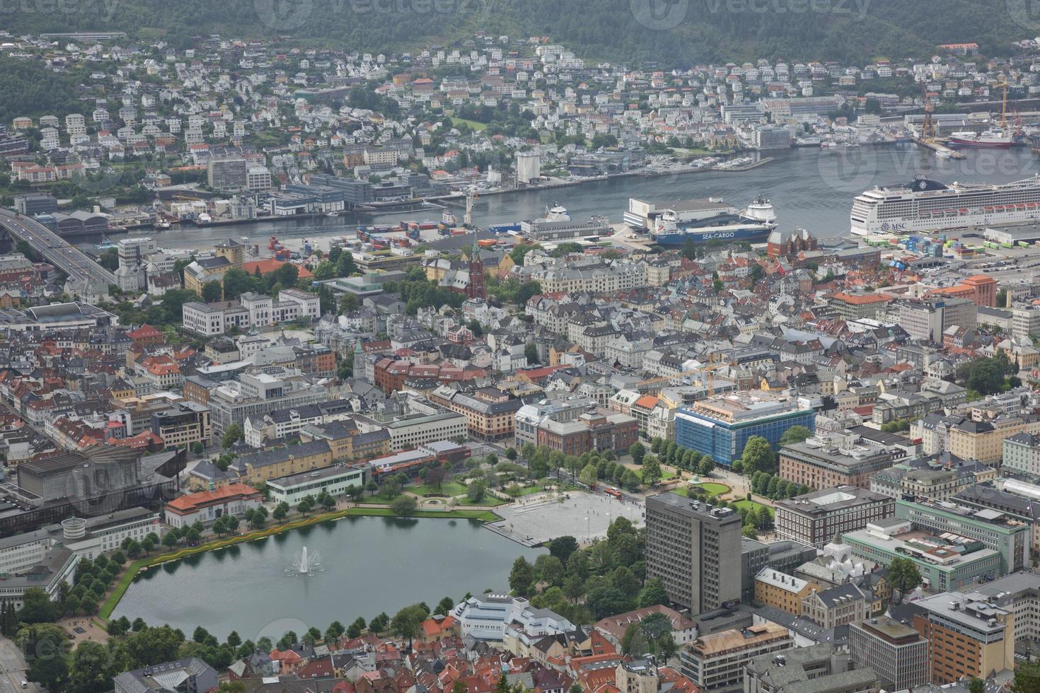 View of Bergen city from Mount Floyen photo